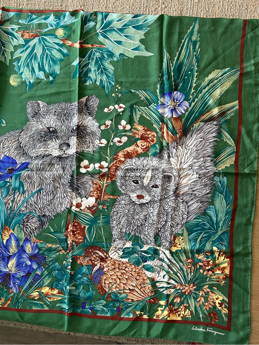 Salvatore Ferragamo Woodland Animals Silk Scarf - Picture 3 of 9